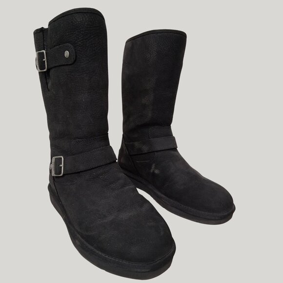 UGG Women’s Sutter Black Suede Tall Buckle Boots – Size 9 (Style #100537) - Picture 2 of 7